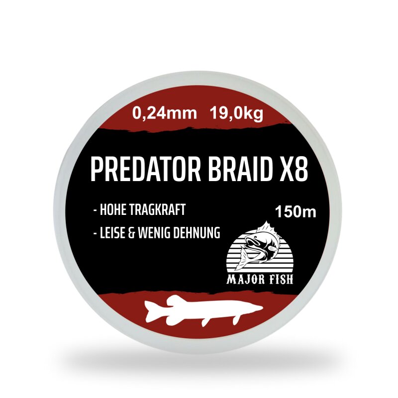 Major Fish Predator Braid 8-fach geflochtene Angelschnur Bloodred 150 Meter