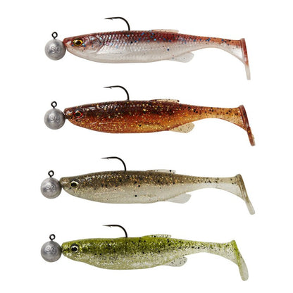 Savage Gear Gummifisch Set mit Jigkopf 10.5 cm 4 Stück Fat Minnow